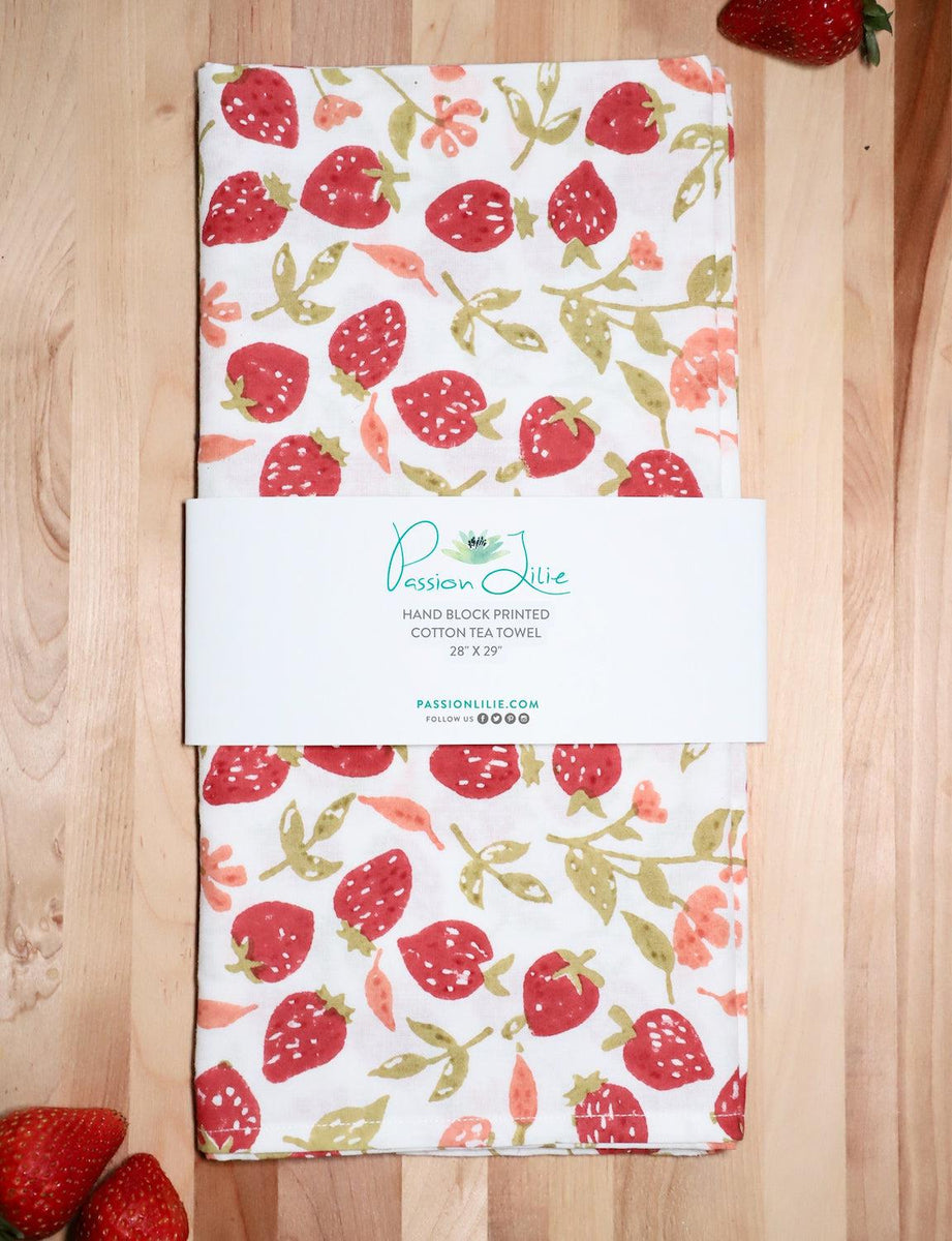 Strawberry Cotton Tea Towel | Kitchen Towel | Passion Lilie