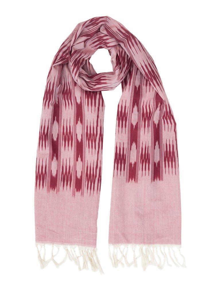Écharpe Longue Motif Diamant Bordeaux/rose - Acrylique/polyester, Style élégant