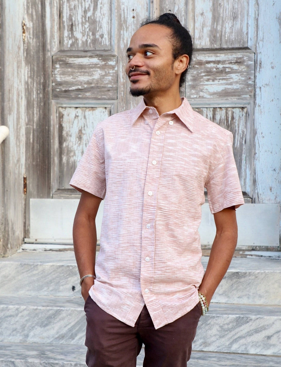 Salmon Men's Button Shirt I Fair Trade I Passion Lilie 2XL