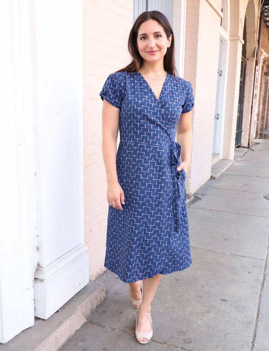 Twilight Blue & White Wrap Dress | Fair Trade |Passion Lilie Twilight Blue & White Wrap Dress | Fair Trade |Passion Lilie