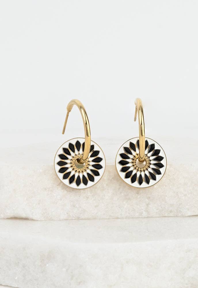Dawn of Hope Enamel Earrings in Midnight Black