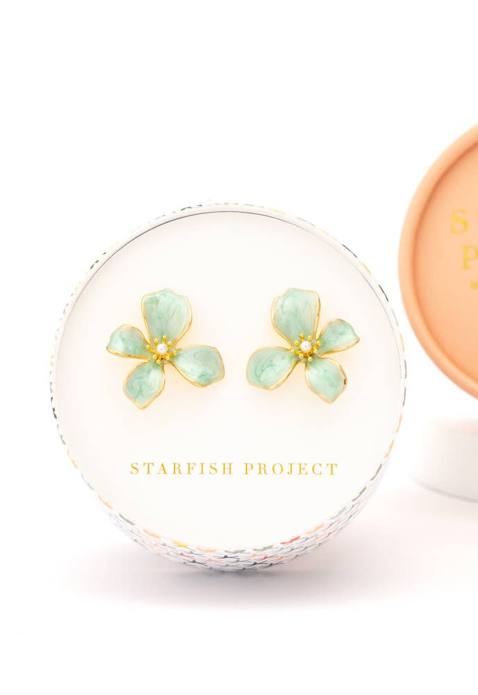 Hope in Bloom Flower Earrings in Mint