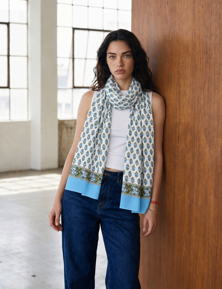 Blue Buti Scarf
