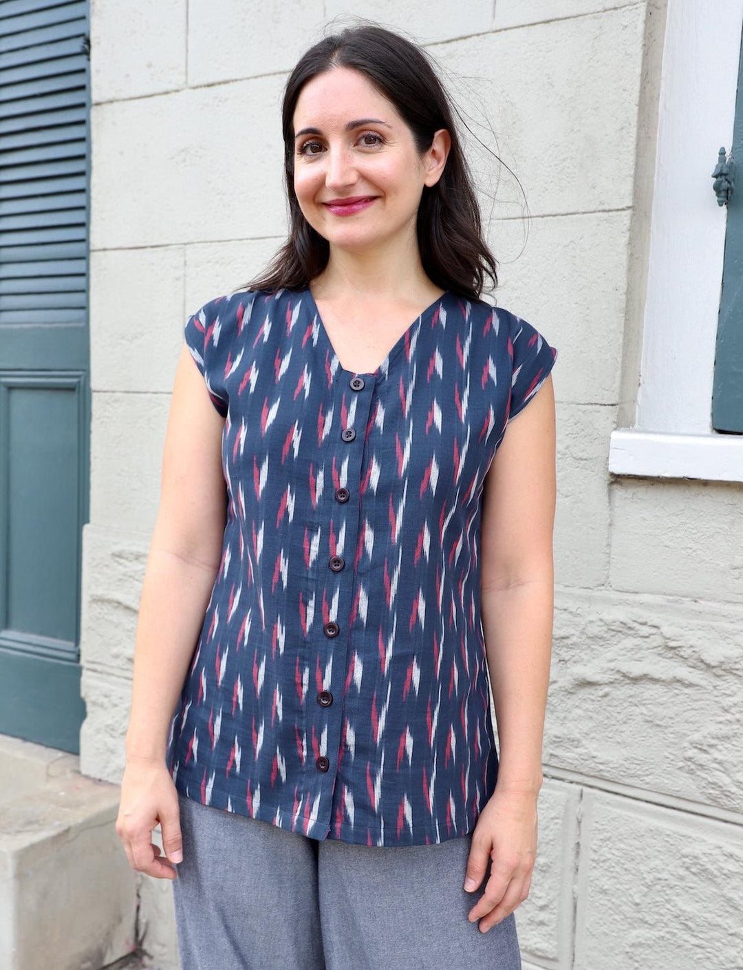 Maritime Organic Cotton Button Top - Passion Lilie - Fair Trade - Sustainable Fashion