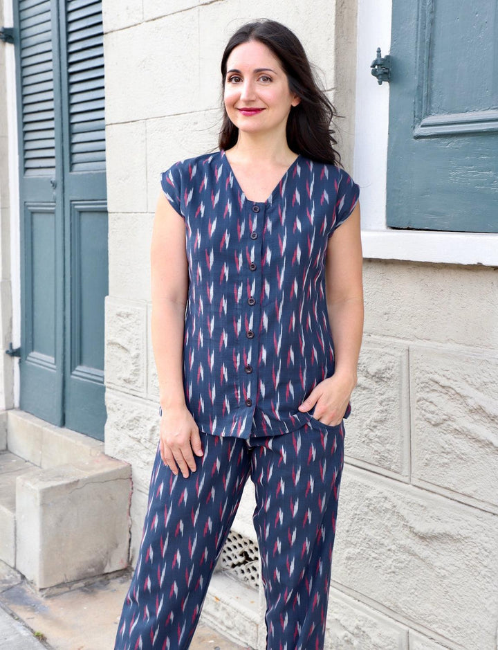 Maritime Organic Cotton Button Top - Passion Lilie - Fair Trade - Sustainable Fashion