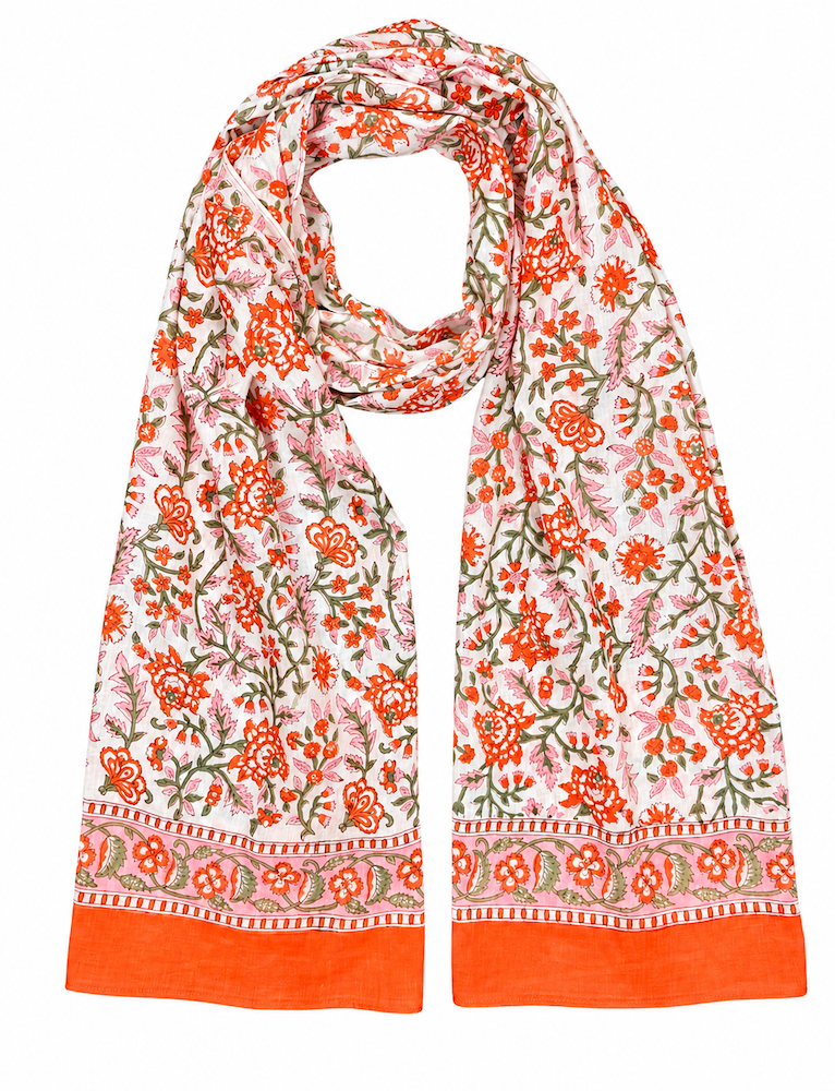 Orange &amp; Pink Floral Scarf