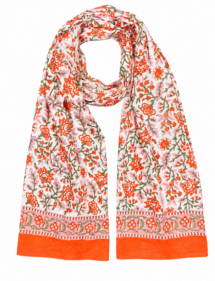 Orange &amp; Pink Floral Scarf