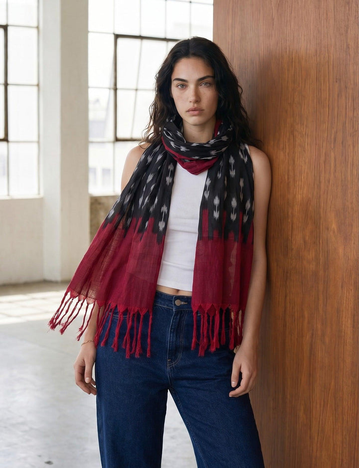 Apple &amp; Black Ikat Scarf - Passion Lilie