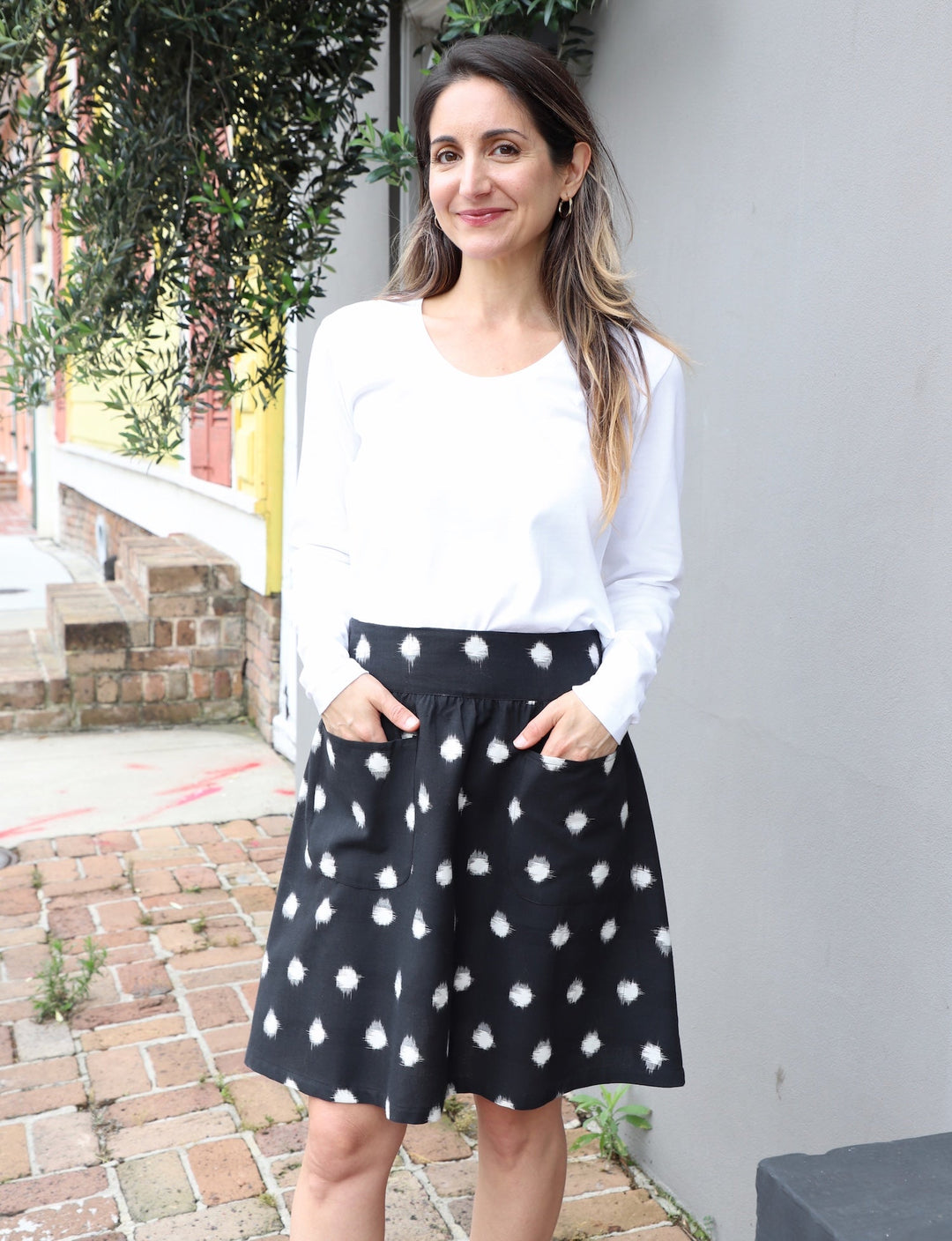 Black and White Polka Dot Organic Cotton Skirt - Passion Lilie - Fair Trade - Sustainable Fashion