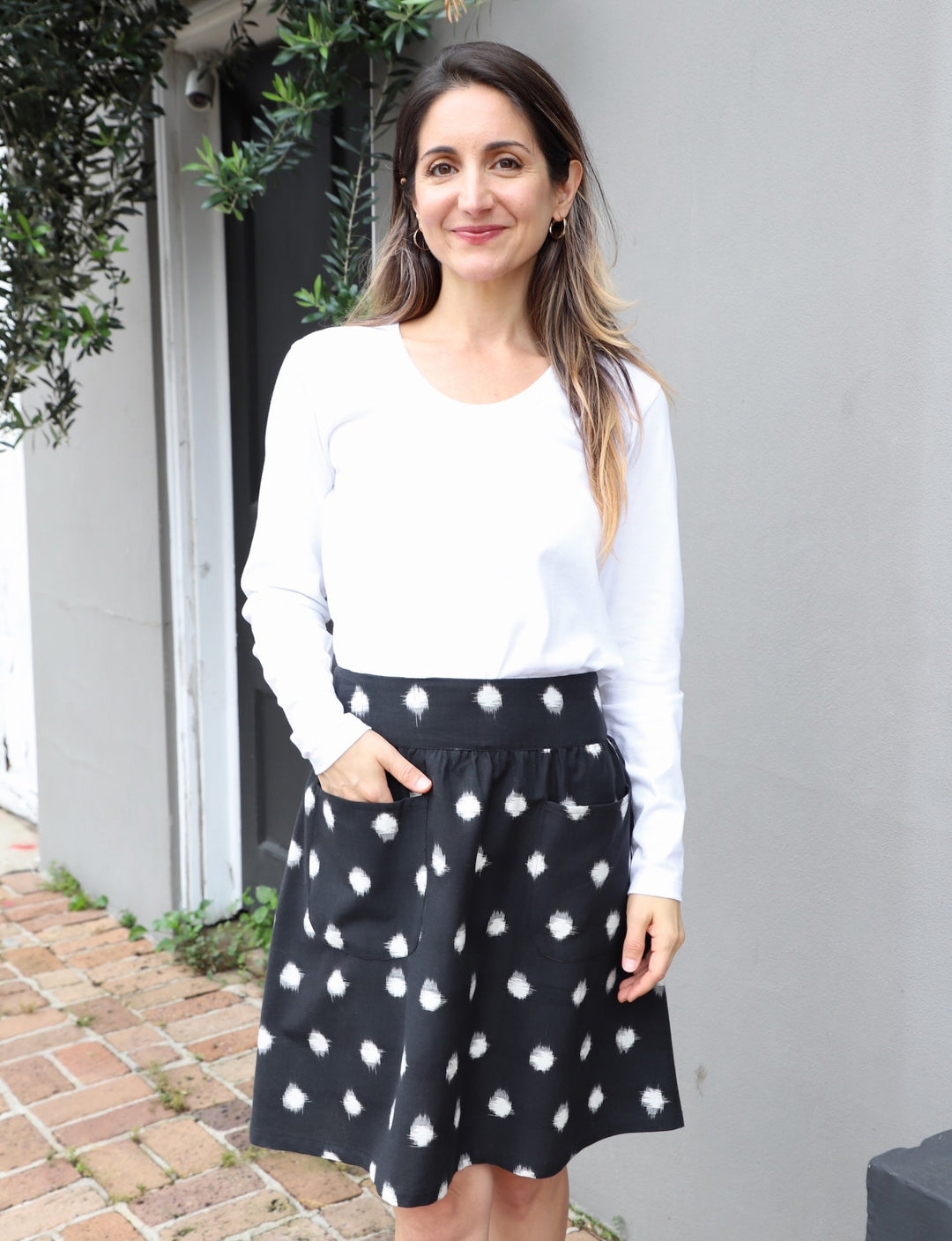 Black and White Polka Dot Organic Cotton Skirt - Passion Lilie - Fair Trade - Sustainable Fashion
