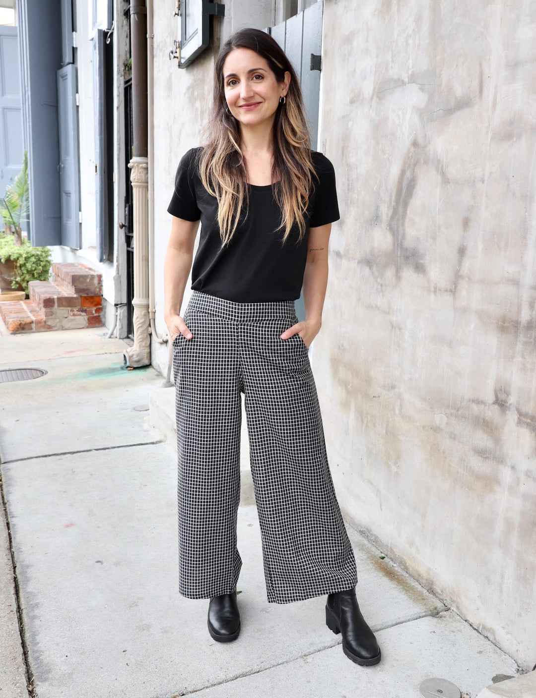 Black Gingham Organic Cotton Crop Pants - Passion Lilie