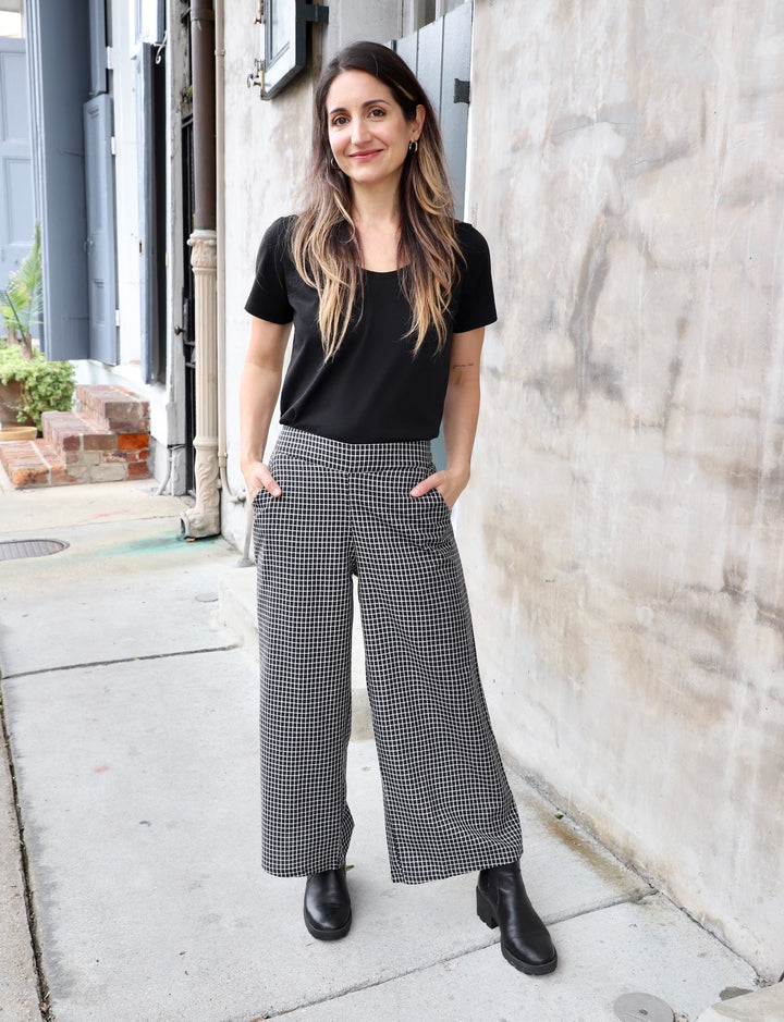 Black Gingham Organic Cotton Crop Pants - Passion Lilie