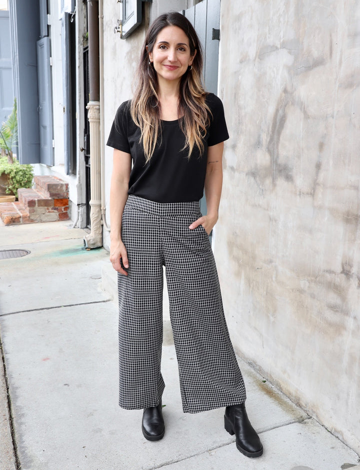 Black Gingham Organic Cotton Crop Pants - Passion Lilie