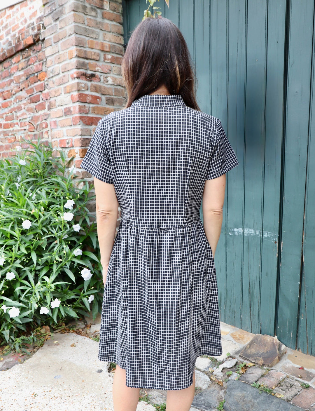 Black Gingham Organic Cotton Fit &amp; Flare Dress - Passion Lilie
