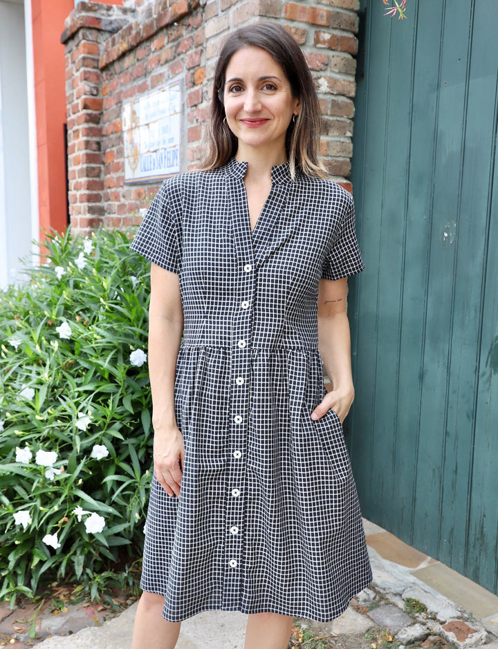 Black Gingham Organic Cotton Fit &amp; Flare Dress - Passion Lilie