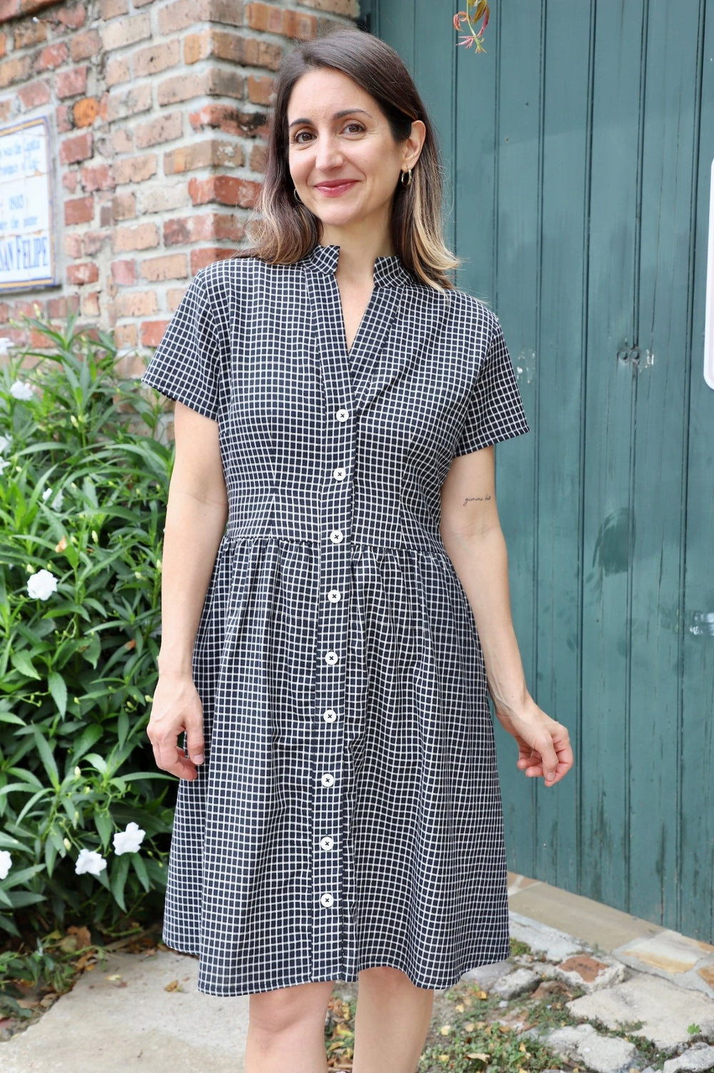 Black Gingham Organic Cotton Fit & Flare Dress - Passion Lilie