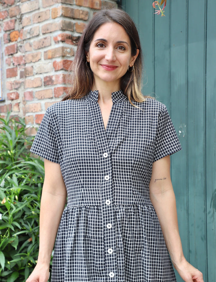 Black Gingham Organic Cotton Fit &amp; Flare Dress - Passion Lilie
