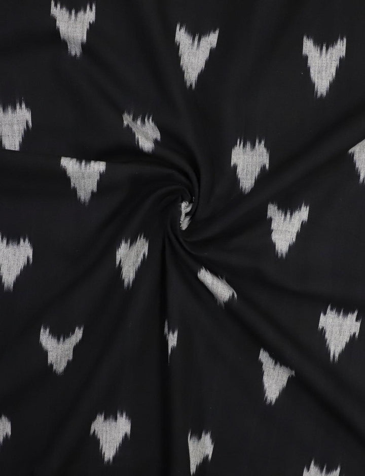 Black White Ikat Handwoven Cotton Fabric by the Yard - Passion Lilie