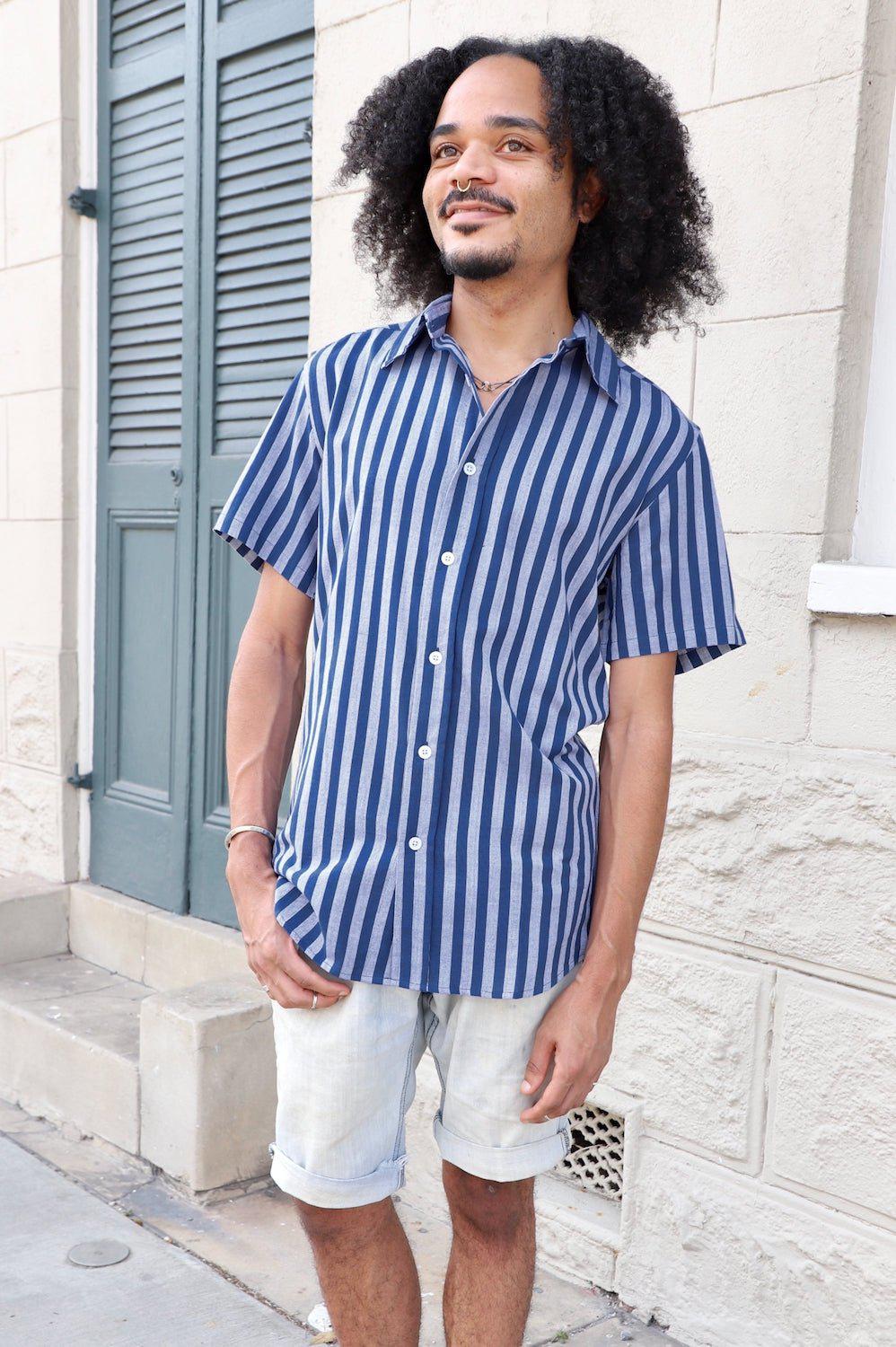 Blue Bayou Striped Organic Cotton Men's Button Down Shirt