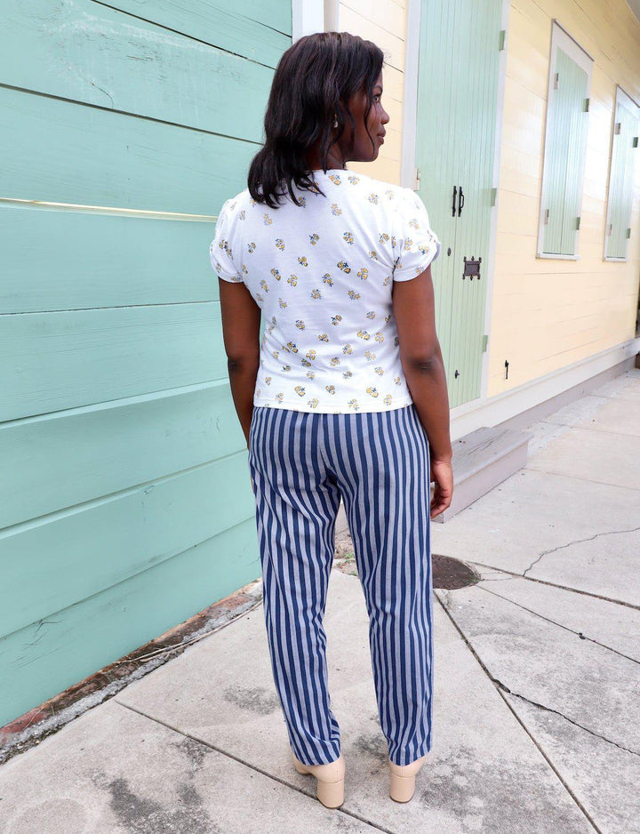 Blue Bayou Striped Organic Cotton Pants - Passion Lilie