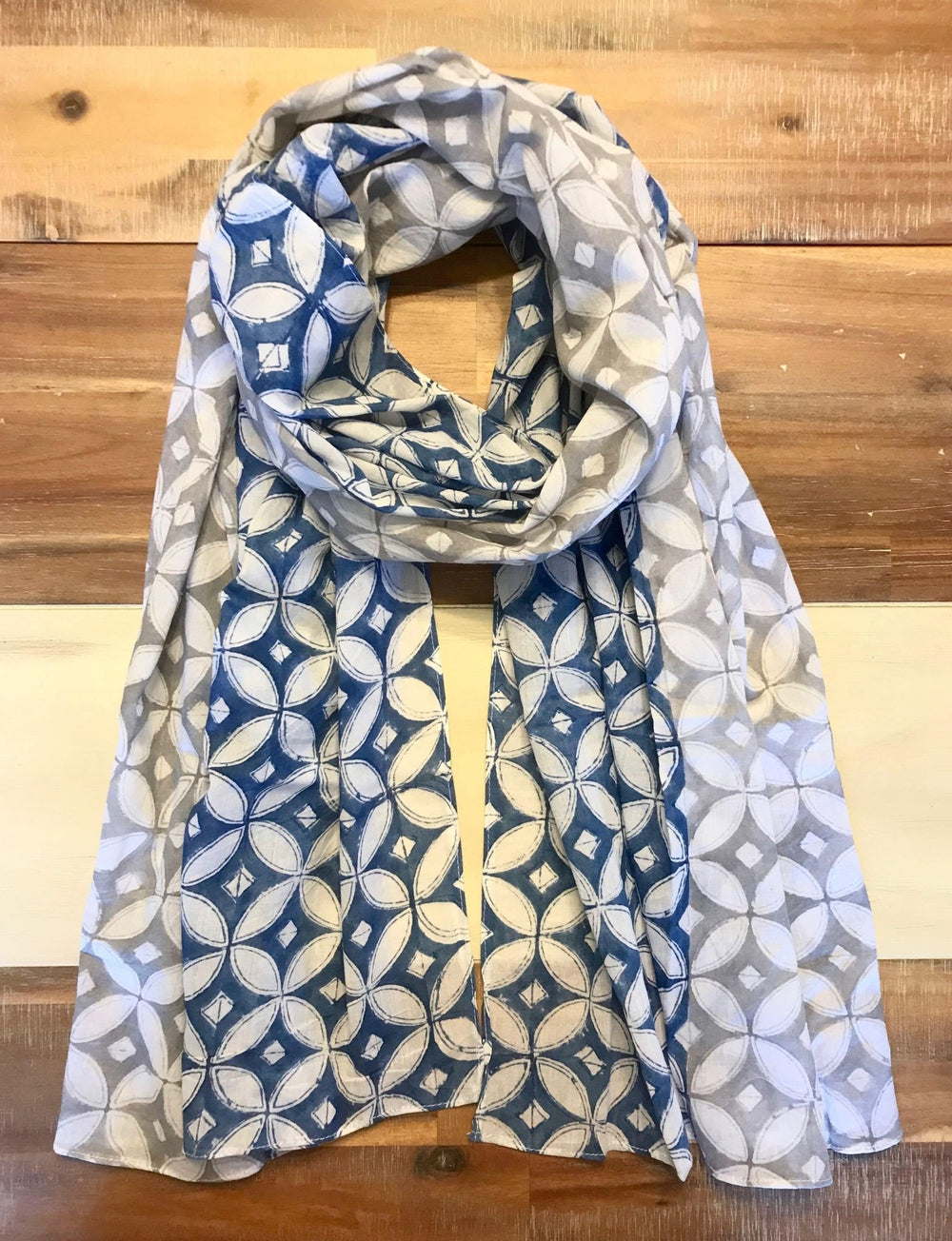 Blue & Grey Diamond Scarf - Passion Lilie