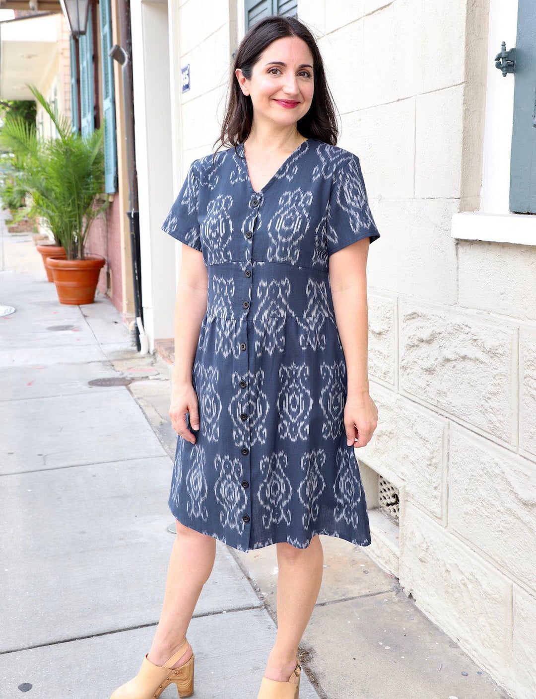Blueberry Organic Cotton Button Dress - Passion Lilie