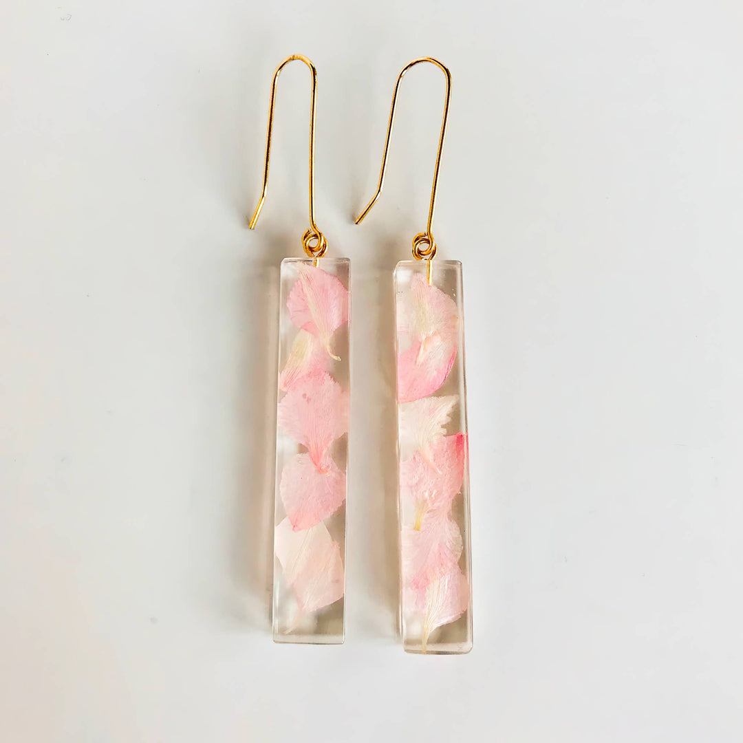 Botanical Sakura-Cherry Palito-Bar Long Earrings - Passion Lilie