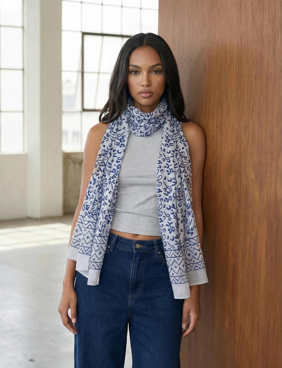 Bright Blue Abstract Scarf - Passion Lilie