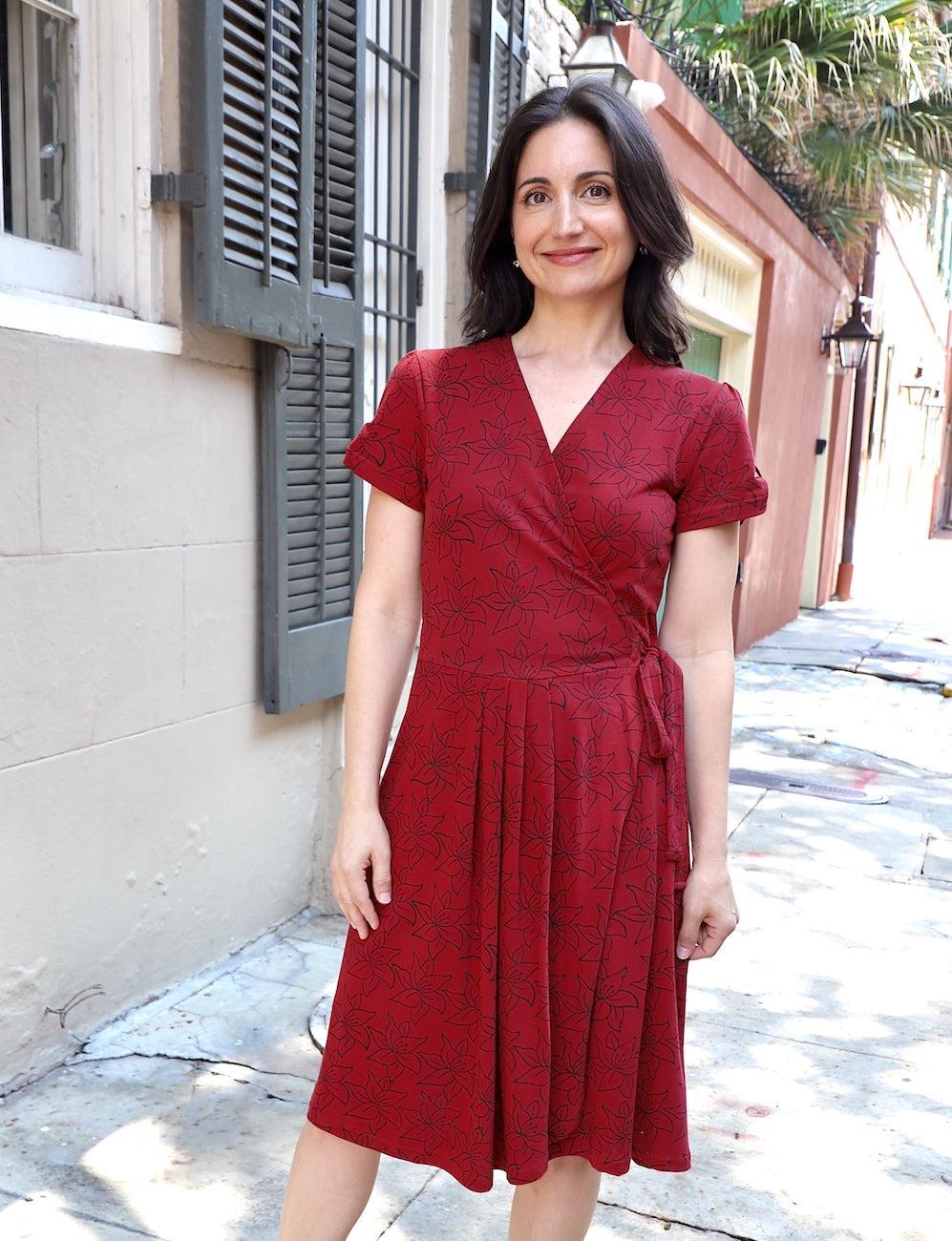 Cabernet Organic Wrap Dress I Deep Red Wrap Dress – Passion Lilie