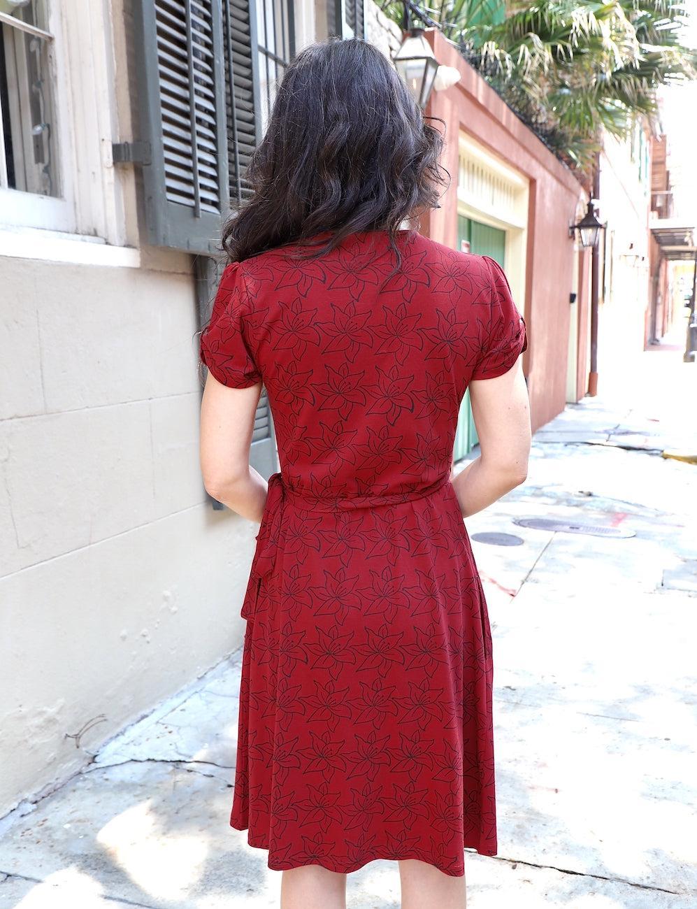 fitted lace wedding dress Cabernet Organic Wrap Dress I Deep Red Wrap Dress XXL