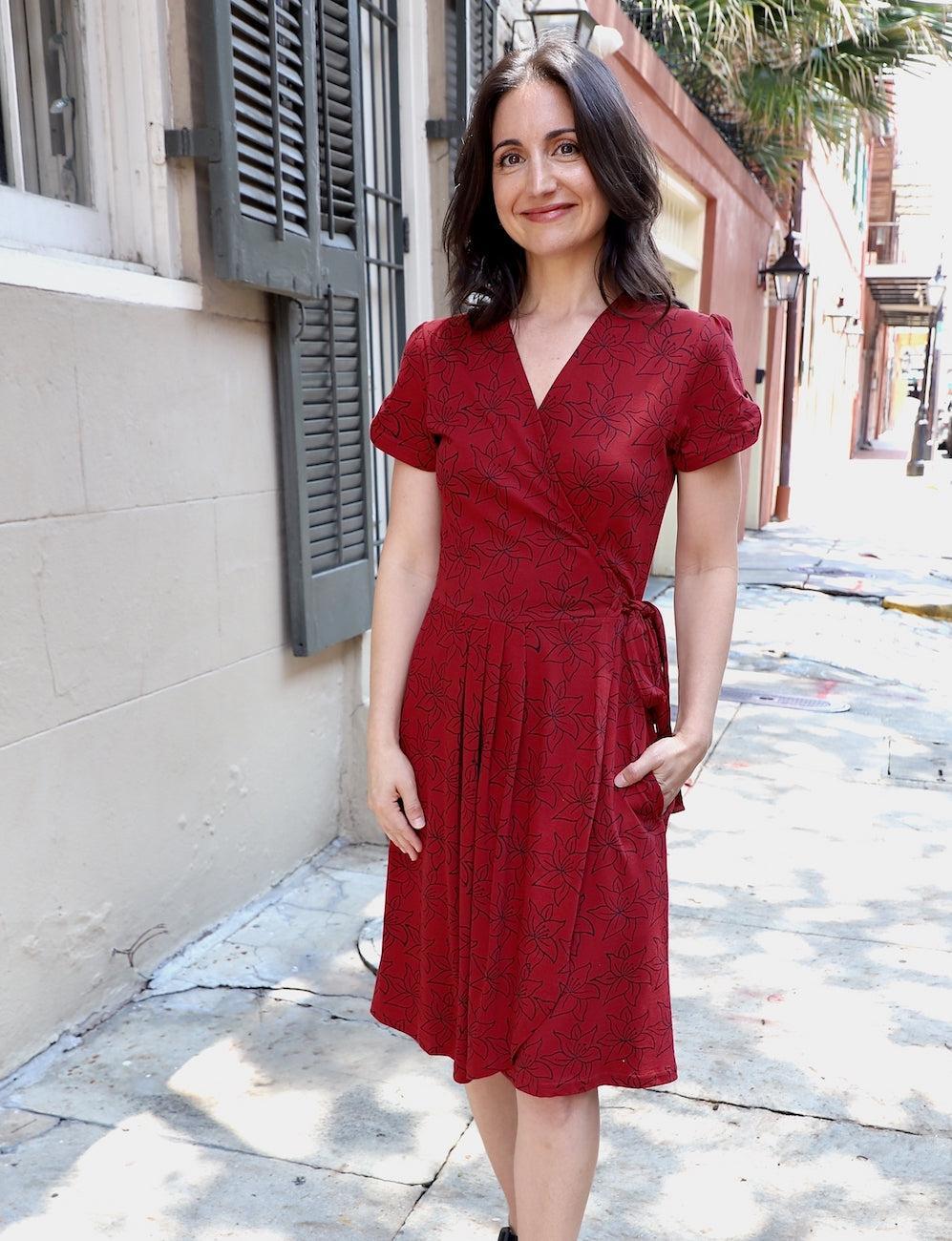 Cabernet Organic Wrap Dress I Deep Red Wrap Dress L Cabernet Organic Wrap Dress I Deep Red Wrap Dress L