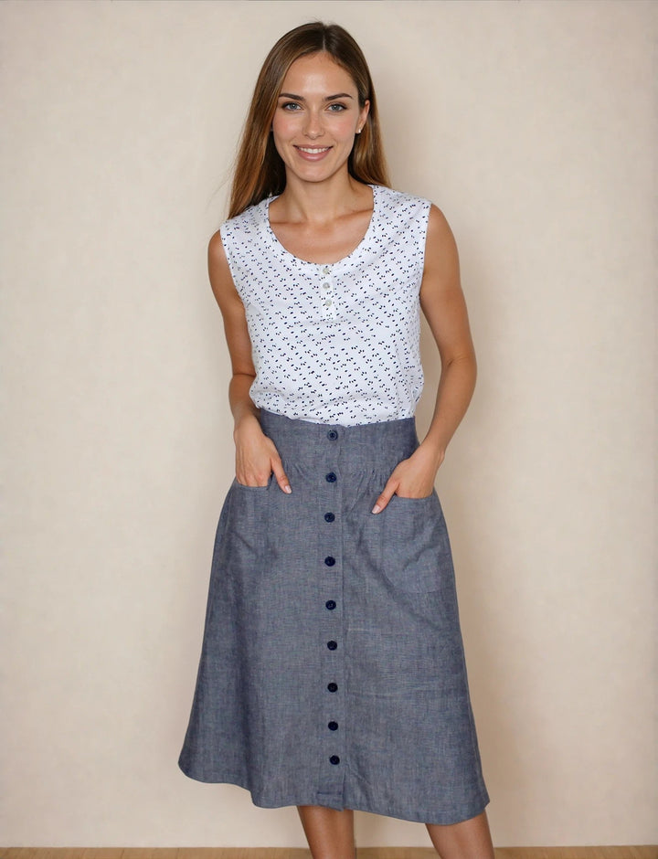 Chambray Midi Skirt - Passion Lilie