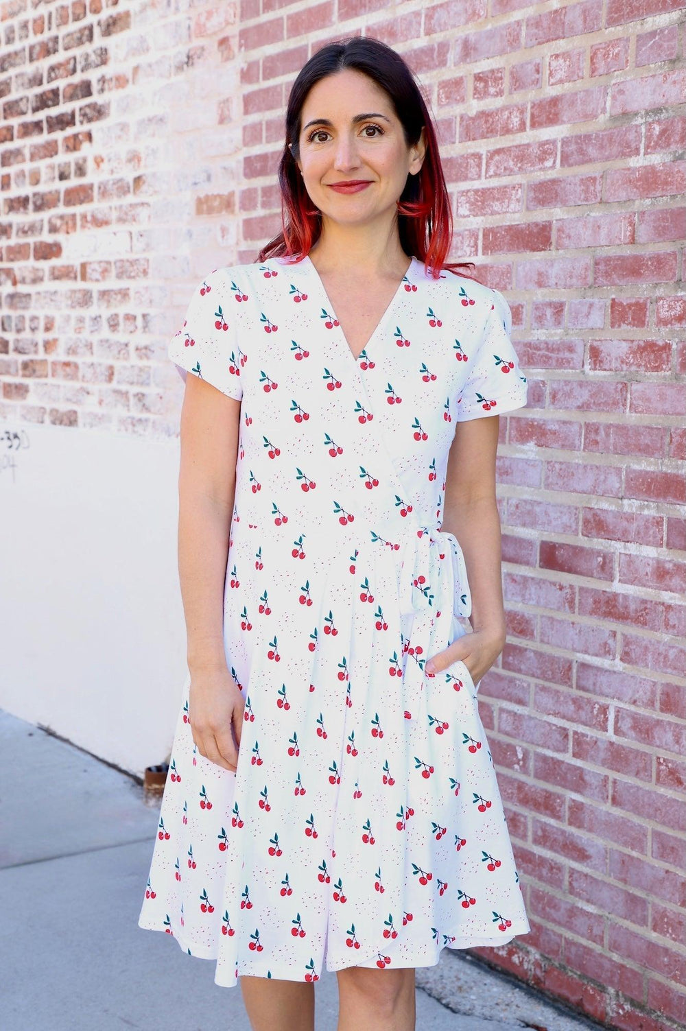 Cherry Organic Wrap Dress - Passion Lilie