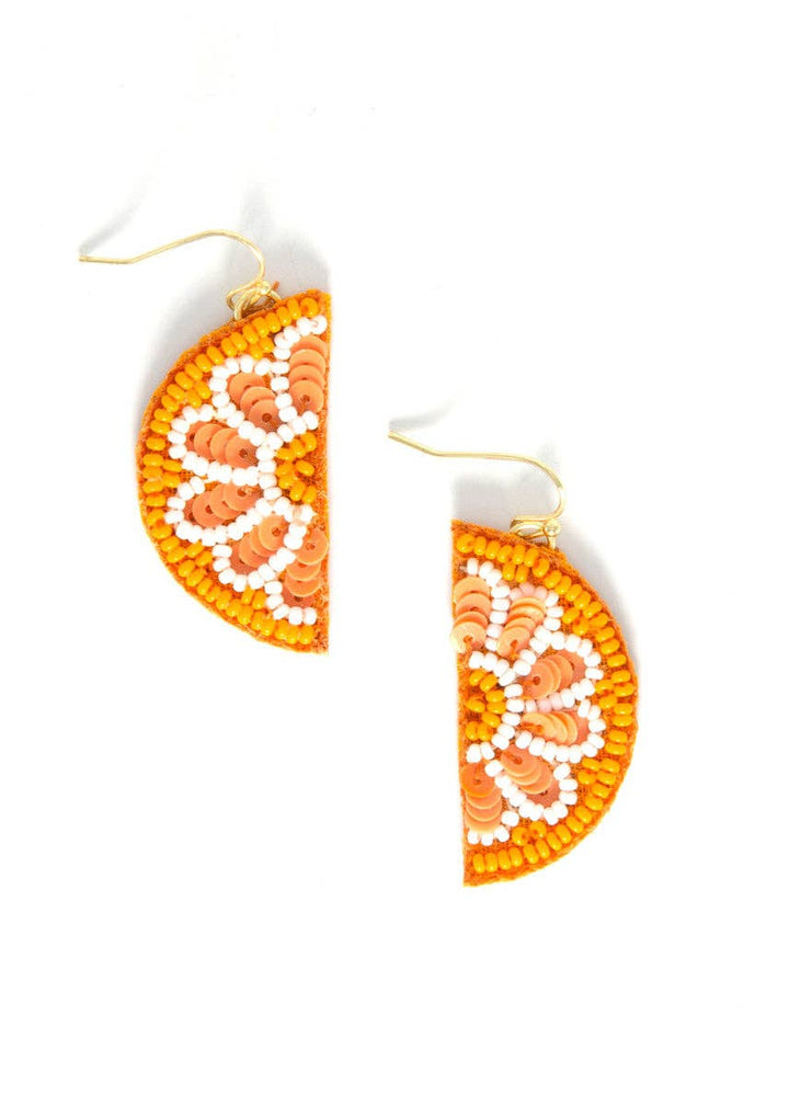 Citrus Fruit Slice Beaded Earrings - Orange or Lime - Passion Lilie