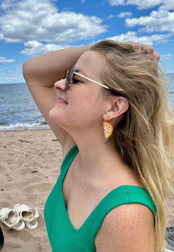 Citrus Fruit Slice Beaded Earrings - Orange or Lime - Passion Lilie