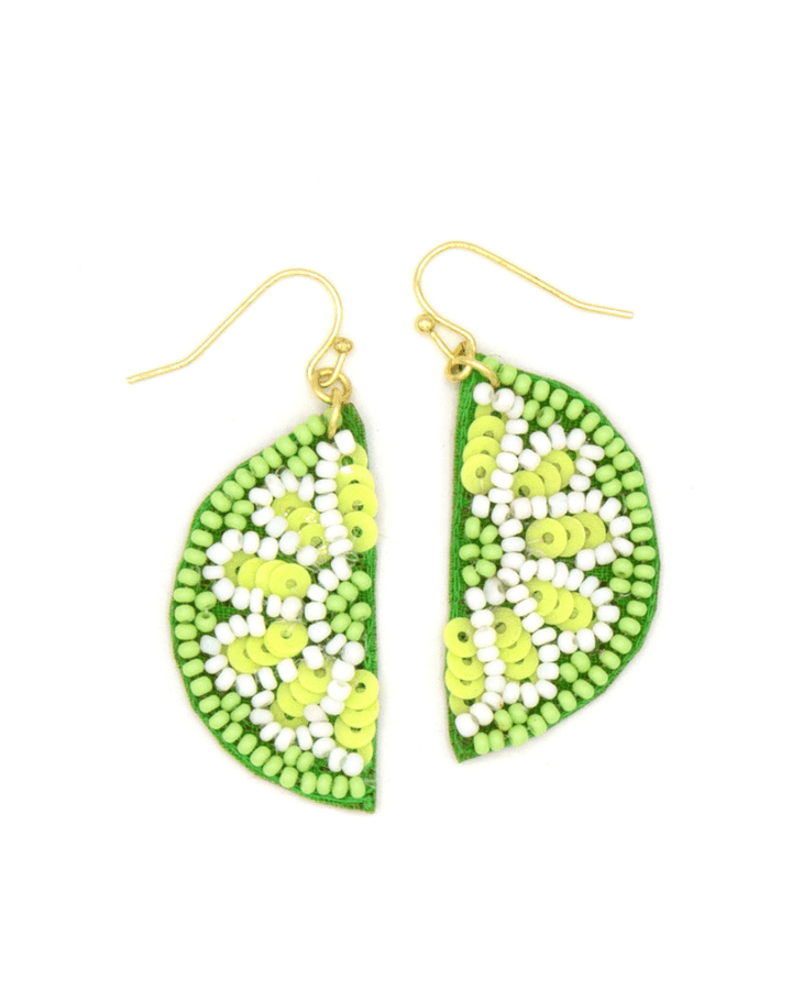 Citrus Fruit Slice Beaded Earrings - Orange or Lime - Passion Lilie