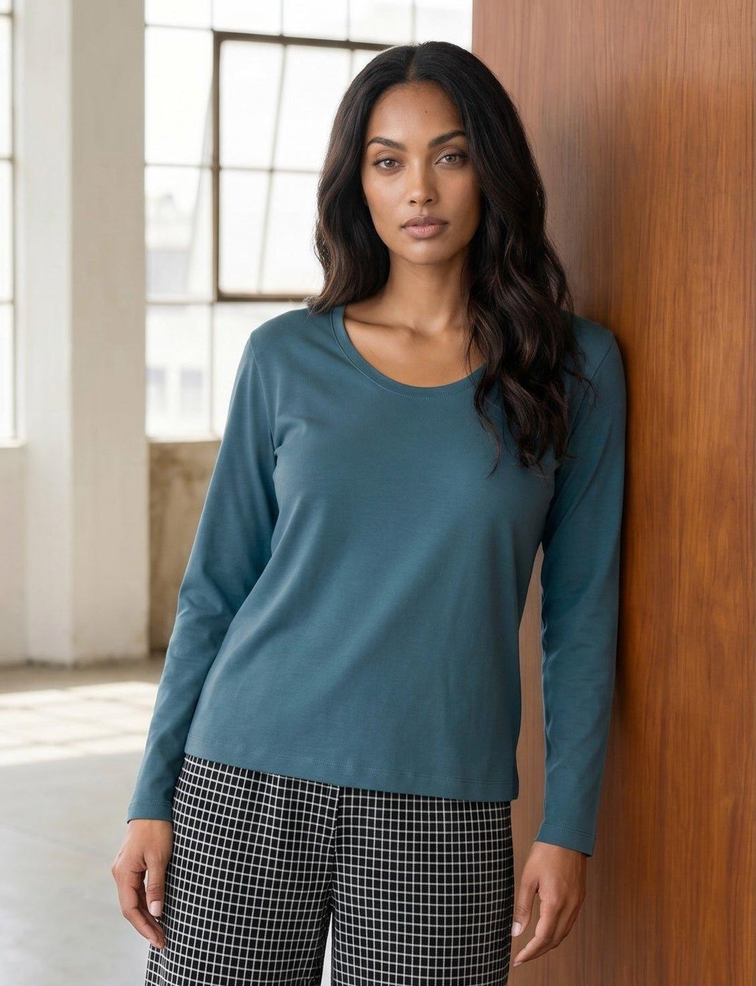Classic Teal Long Sleeve Organic Tee - Passion Lilie