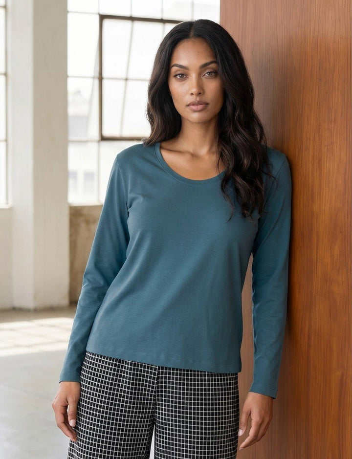 Classic Teal Long Sleeve Organic Tee - Passion Lilie