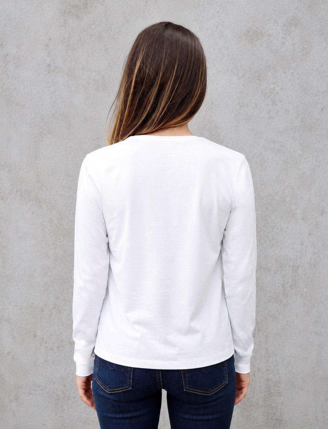 Classic White Long Sleeve Organic Tee - Passion Lilie