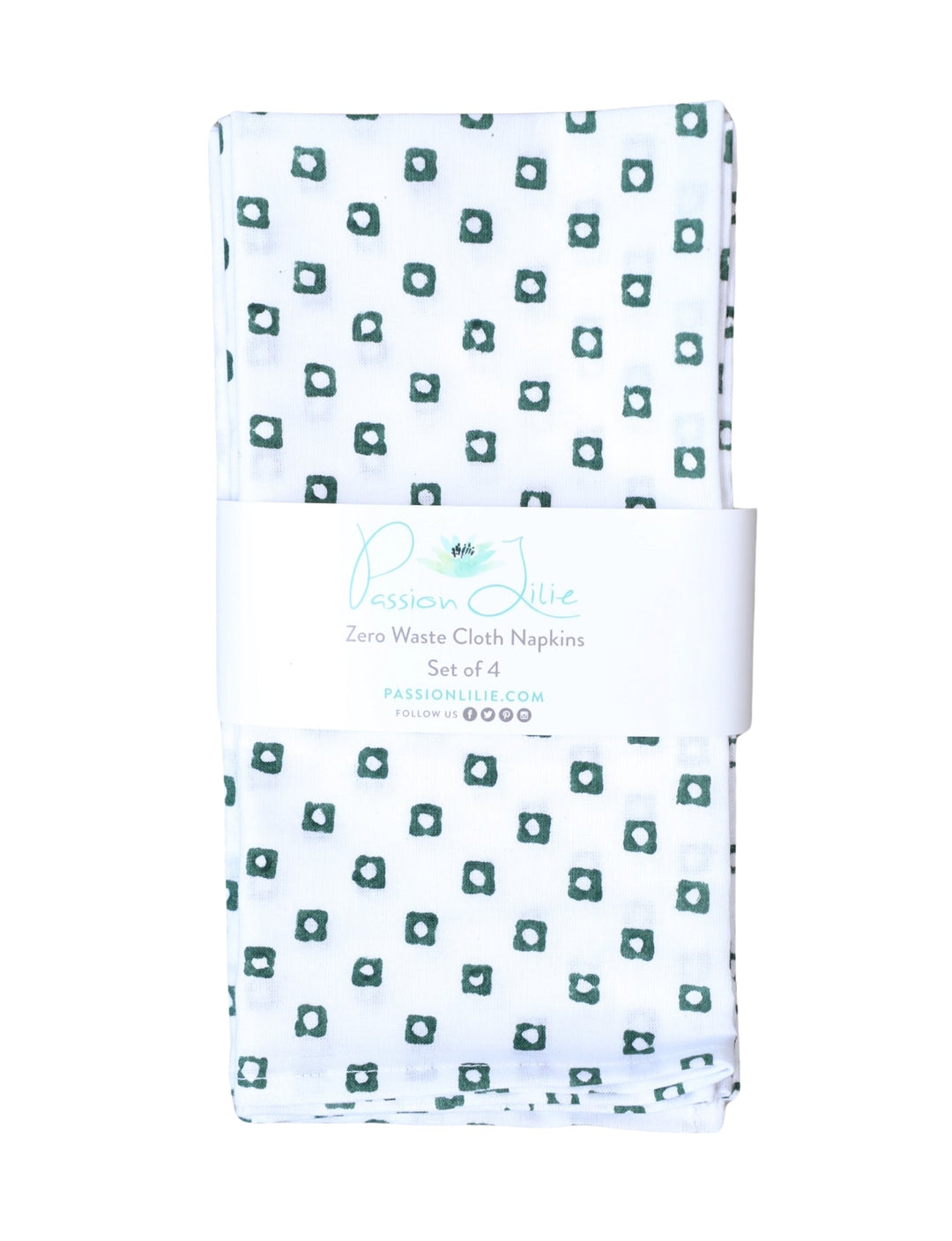 Cloth Napkins - Green Squares - Set of 4 - Passion Lilie