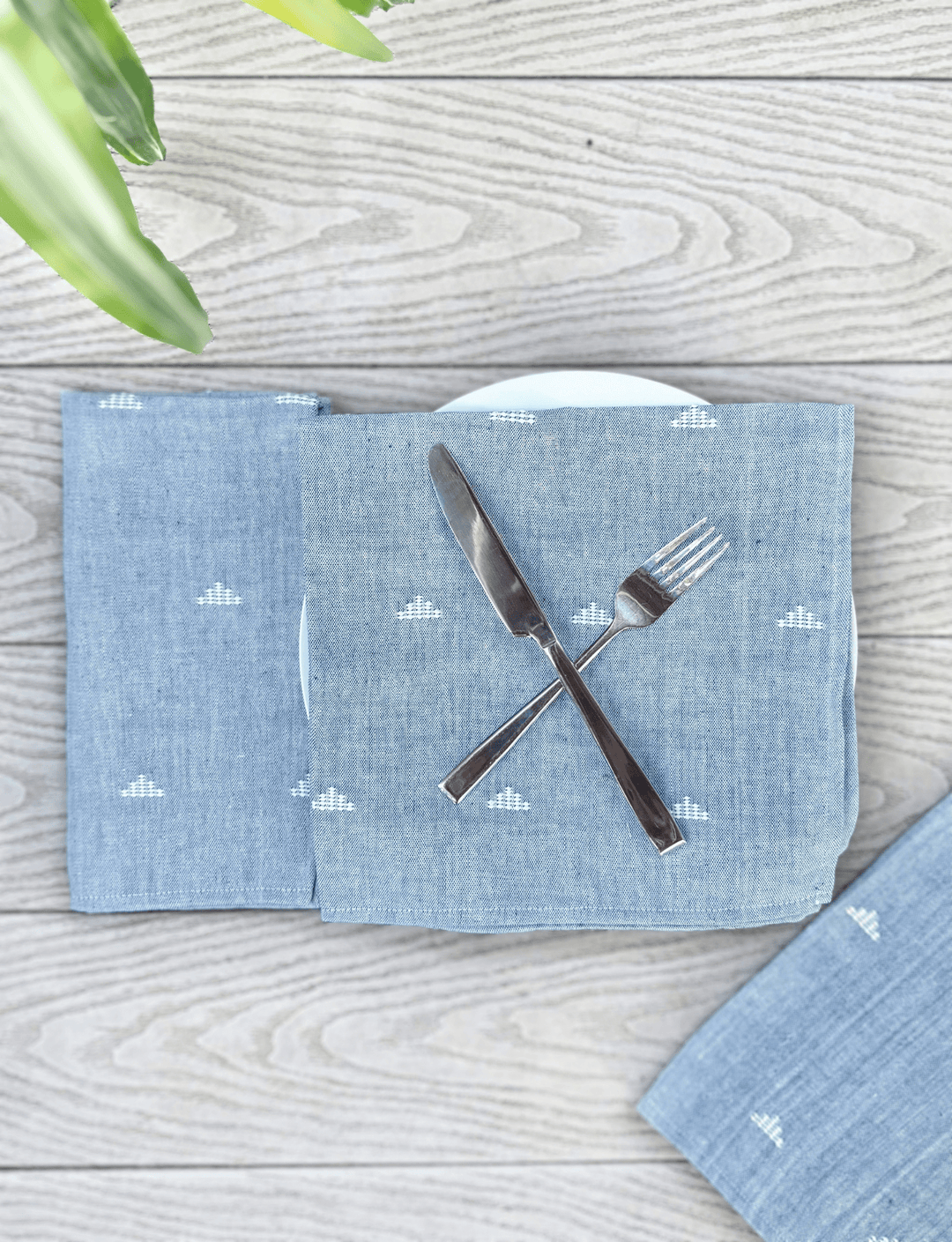 Cloth Napkins- Jamdani Blue - Set of 4 - Passion Lilie