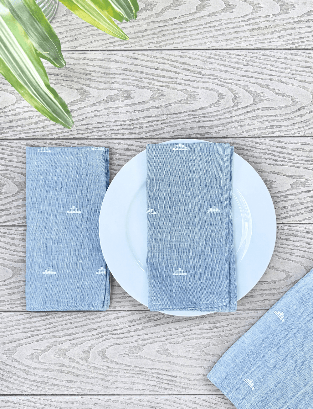 Cloth Napkins- Jamdani Blue - Set of 4 - Passion Lilie