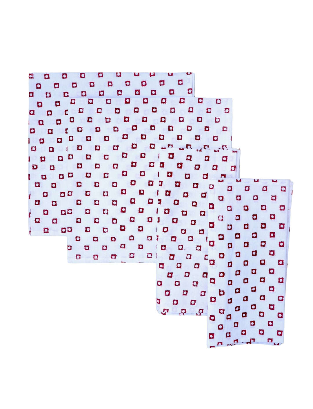Cloth Napkins - Red Squares - Set of 4 - Passion Lilie