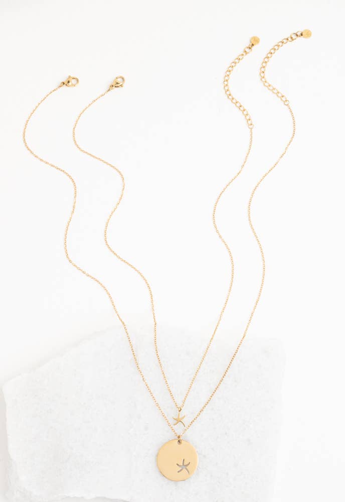 Community Gold Starfish Pendant Necklace Set - Passion Lilie