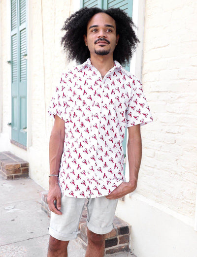 Crawfish Organic Cotton Men's Button Down Shirt - Passion Lilie