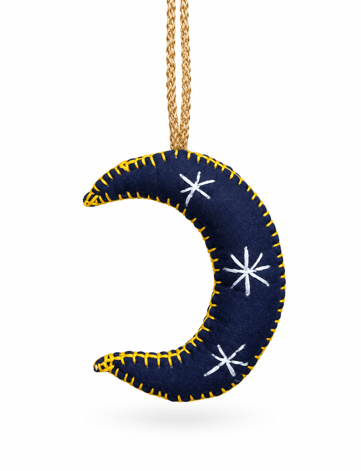 Crescent Moon Fabric Ornament - Passion Lilie