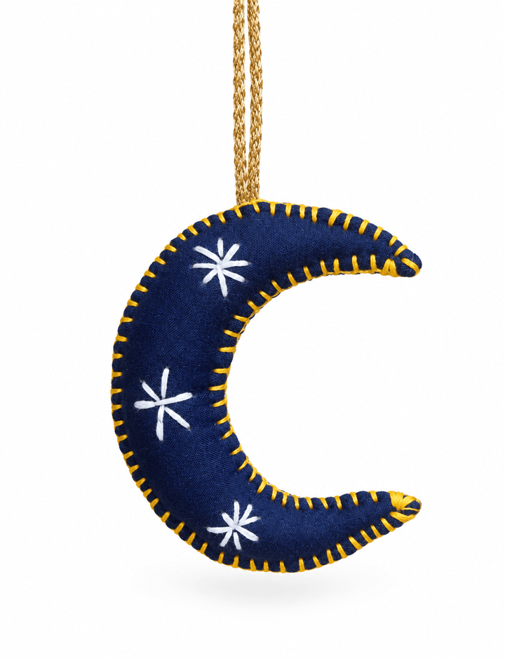 Crescent Moon Fabric Ornament - Passion Lilie