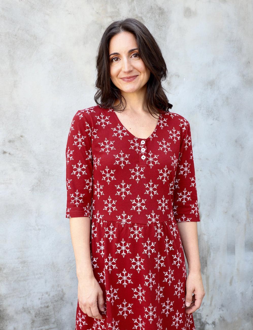 Crimson Flurry Organic Red Holiday Dress I Fair Trade M Crimson Flurry Organic Red Holiday Dress I Fair Trade M