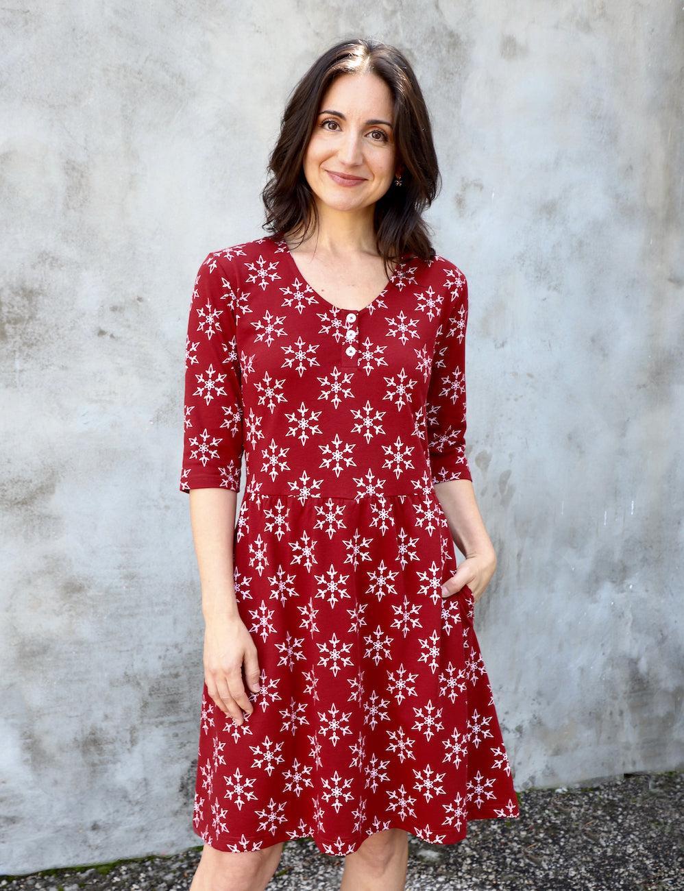 Crimson Flurry Organic Red Holiday Dress I Fair Trade– Passion Lilie