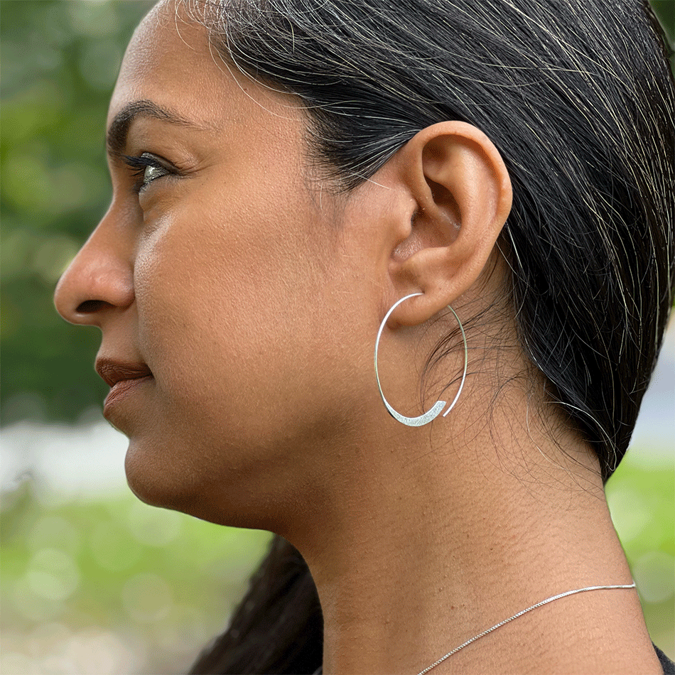 Misty Moonlight Hoop Earrings - Sterling Silver, Indonesia